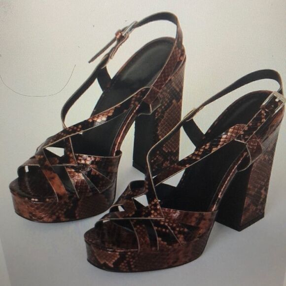 3/$25 BEBO Brown Snake Platform Heels .Size 8 - Picture 1 of 8